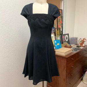 Vintage 90s Crochet Neckline LBD Size S